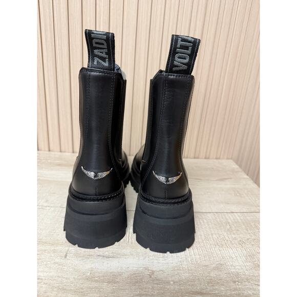 Zadig & Voltaire Ride Chelsea Semy-Shiny Calfskin Womens Boots MSRP $648 New - Picture 8 of 13